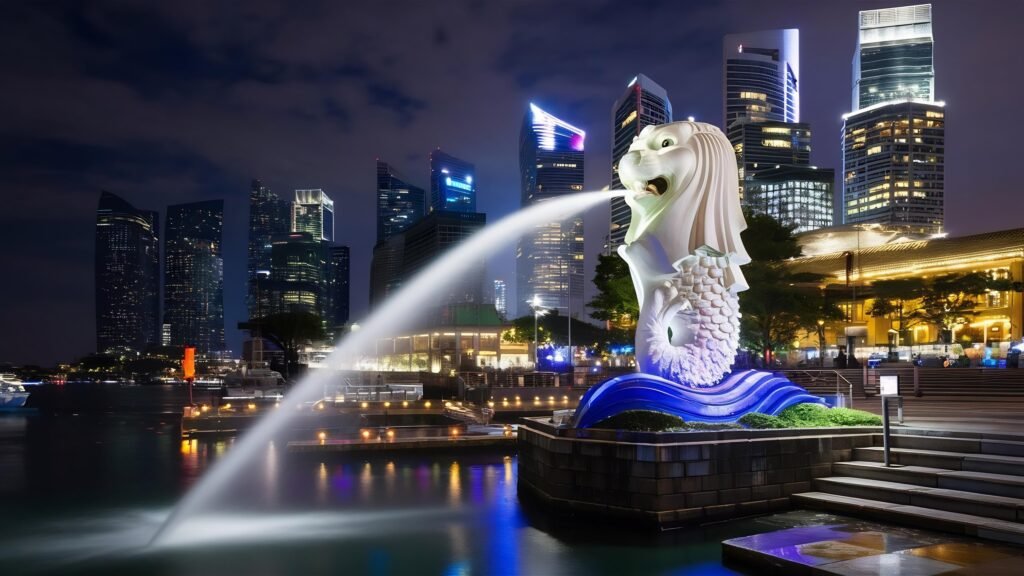 merlion sunrise cityscape